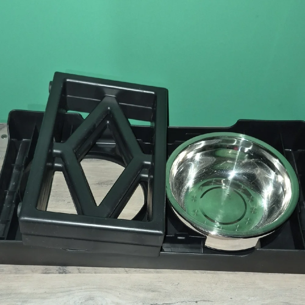 Elevated Pet Feeder with Silver Bowls
